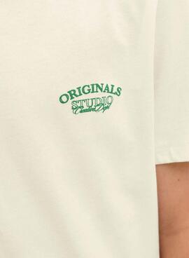 Camiseta Jack and Jones Greene Branding beige para niño