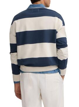 Sudadera Silbon relaxed rayas crema y azul para hombre