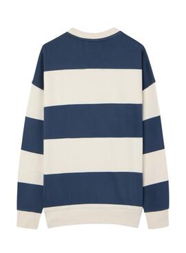 Sudadera Silbon relaxed rayas crema y azul para hombre