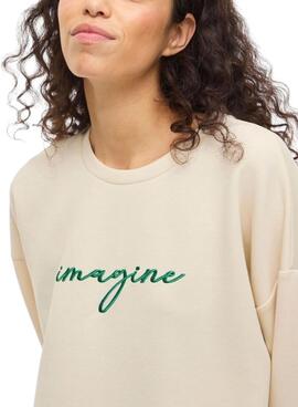 Sudadera Vila Visiffi beige para mujer