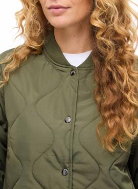 Abrigo acolchado Vila Vitate verde para mujer