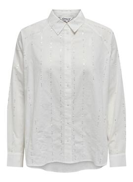 Camisa Only Onlminna lentejuelas blanco para mujer