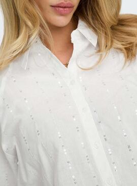 Camisa Only Onlminna lentejuelas blanco para mujer