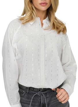 Camisa Only Onlminna lentejuelas blanco para mujer