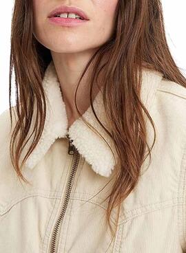 Chaqueta Levis Retro Sherpa Zip Trucker beige para mujer