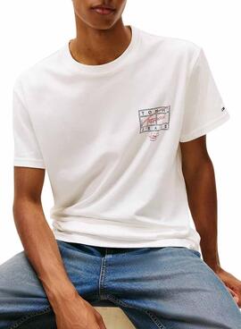 Camiseta Tommy Jeans Sign Spray blanco para hombre