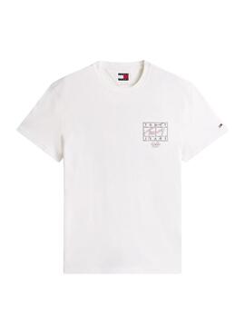 Camiseta Tommy Jeans Sign Spray blanco para hombre