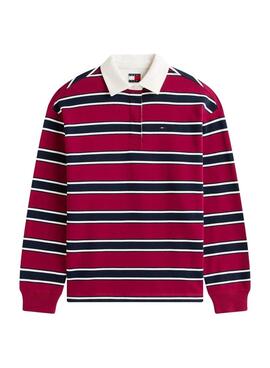 Polo Tommy Jeans Rugby stripe granate para mujer