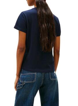 Camiseta Tommy Jeans Essential Logo azul marino para mujer