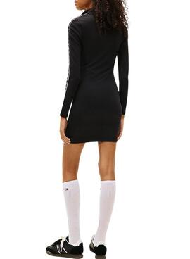 Vestido Tommy Jeans Zip tape negro para mujer