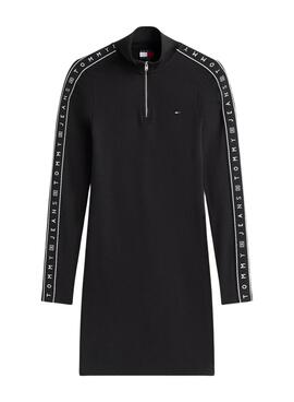 Vestido Tommy Jeans Zip tape negro para mujer