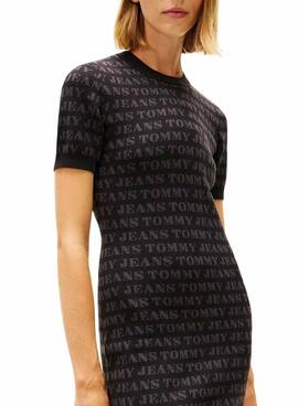 Vestido Tommy Jeans Spellout negro para mujer
