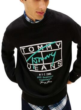 Jersey Tommy Jeans Signature negro para hombre