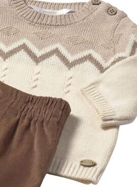 Conjunto de jersey con pantalón Mayoral cacao tostado para bebé