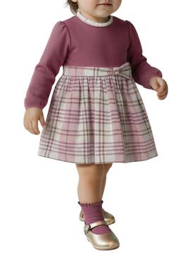 Vestido Mayoral cuadros combinado rosa para bebé