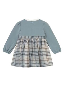 Vestido Mayoral cuadros combinado azul para bebé