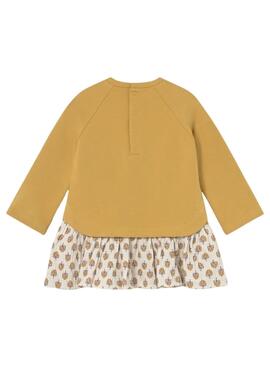 Vestido Mayoral felpa combinado mostaza para bebé
