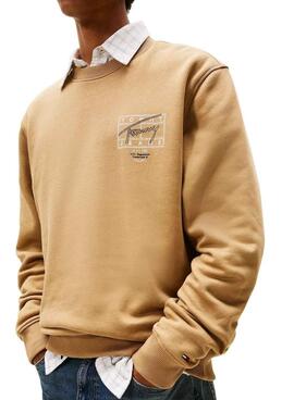 Sudadera Tommy Jeans Sing Spray camel para hombre
