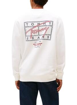 Sudadera Tommy Jeans Sing Spray blanco para hombre