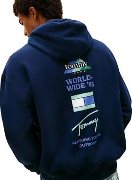 Sudadera Tommy Jeans 90S azul marino para hombre