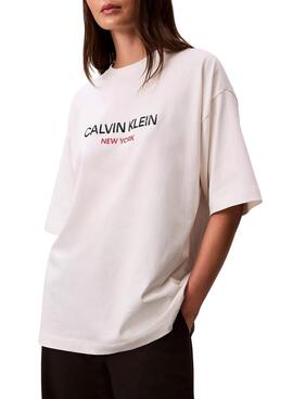 Camiseta Calvin Klein Jeans Sequin blanco para mujer