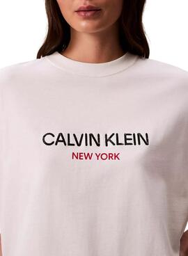Camiseta Calvin Klein Jeans Sequin blanco para mujer