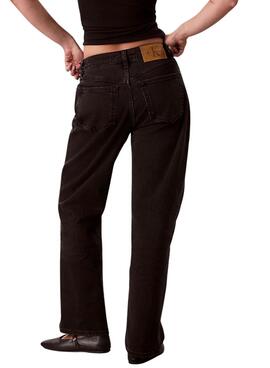 Pantalón vaquero Calvin Klein Jeans Essential Straight negro para mujer