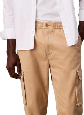 Pantalones cargo Calvin Klein Jeans Elastic Twill beige para hombre