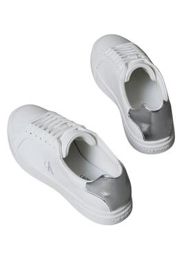 Zapatillas Calvin Klein Jeans Pro Cups blanco y plateado para mujer