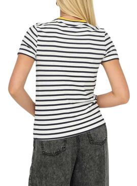 Camiseta Only Heart lemon azul y blanco para mujer