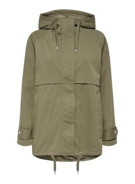 Parka Only Orchid verde para mujer