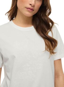 Camiseta Vila Viybilla Rose blanco para mujer