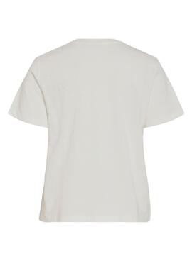 Camiseta Vila Viybilla Rose blanco para mujer