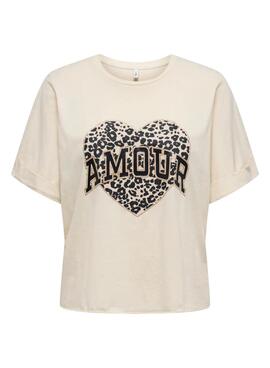 Camiseta Only Lucy crema para mujer