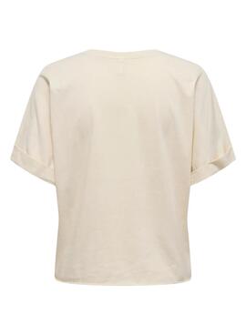 Camiseta Only Lucy crema para mujer