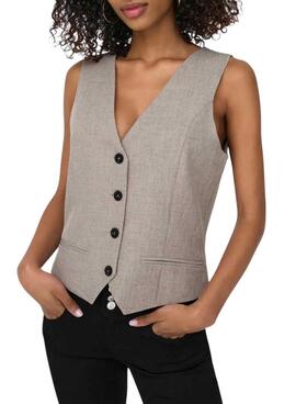 Chaleco Only Linda gris para mujer