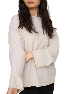 Jersey Only Loyal Amalio beige crema para mujer
