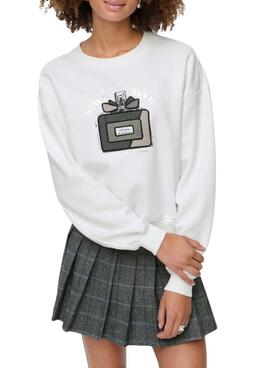 Sudadera Only Emily Perfum blanco para mujer