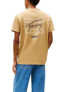 Camiseta Tommy Jeans Sign Spray beige para hombre