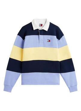 Polo Tommy Jeans Rugby azul y amarillo para hombre