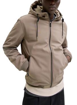 Chaqueta Jack And Jones Softshell camel para hombre