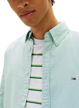 Camisa Tommy Jeans Oxford verde para hombre