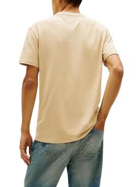 Camiseta Tommy Jeans Signature Stripe beige para hombre