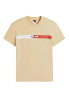 Camiseta Tommy Jeans Signature Stripe beige para hombre