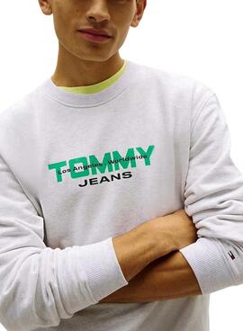 Sudadera Tommy Jeans 90S Block gris para hombre