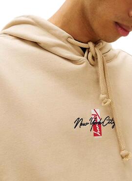 Sudadera Tommy Jeans Backprint beige para hombre