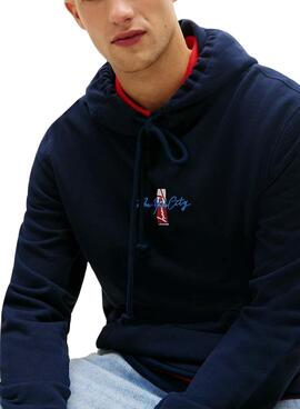 Sudadera Tommy Jeans Backprint azul marino para hombre
