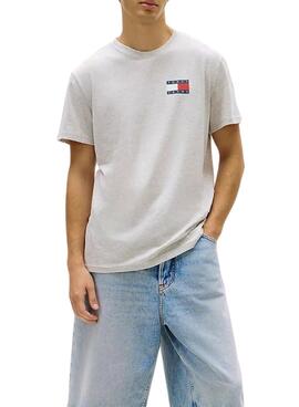 Camiseta Tommy Jeans Essential Flag gris para hombre