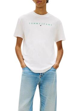 Camiseta Tommy Jeans Linear Logo blanco para hombre