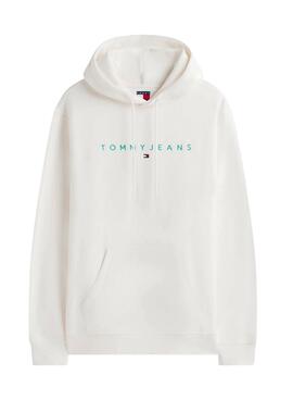 Sudadera Tommy Jeans Linear Logo blanco para hombre